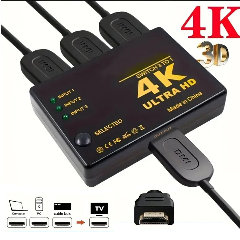 Travel Accessories Uk - Commutateur 4K compatible HDMI, 3 en