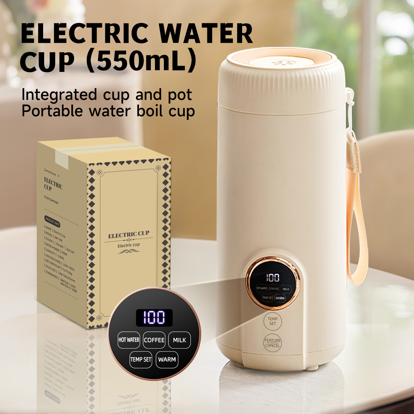 Portable Travel Kettle - Nouvelle bouilloire électrique intelligente à affichage