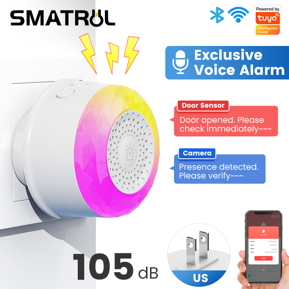 Travel Accessories Uk - Capteur d'alarme sonore et lumineux WiFi