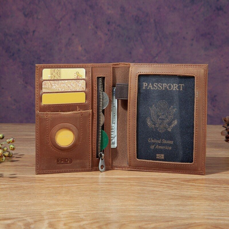 Travel Accessories Rfid - Porte-passeport unisexe tendance en cuir véritable,