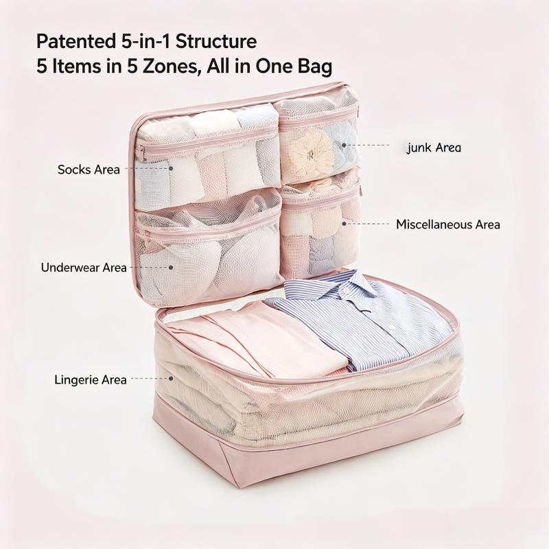 Sacs de compression 5-en-1 pou - Travel Accessories Packing Cubes avis et prix